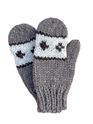 Mittens with pattern - Natural