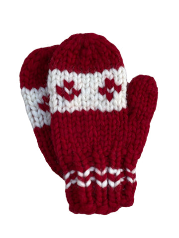 Mittens with pattern - Red