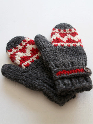 Mittens with Strap - Red