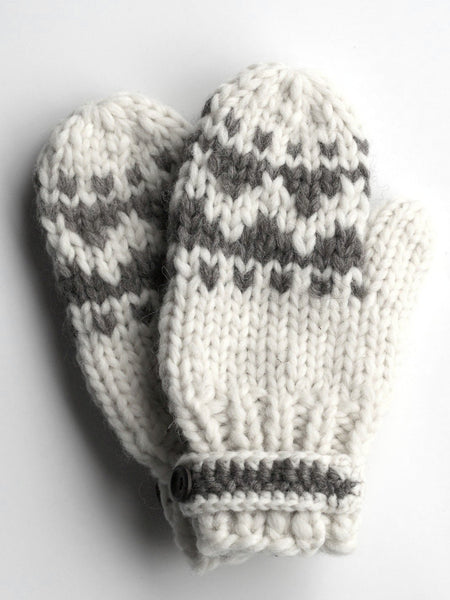 Mittens with Strap - White